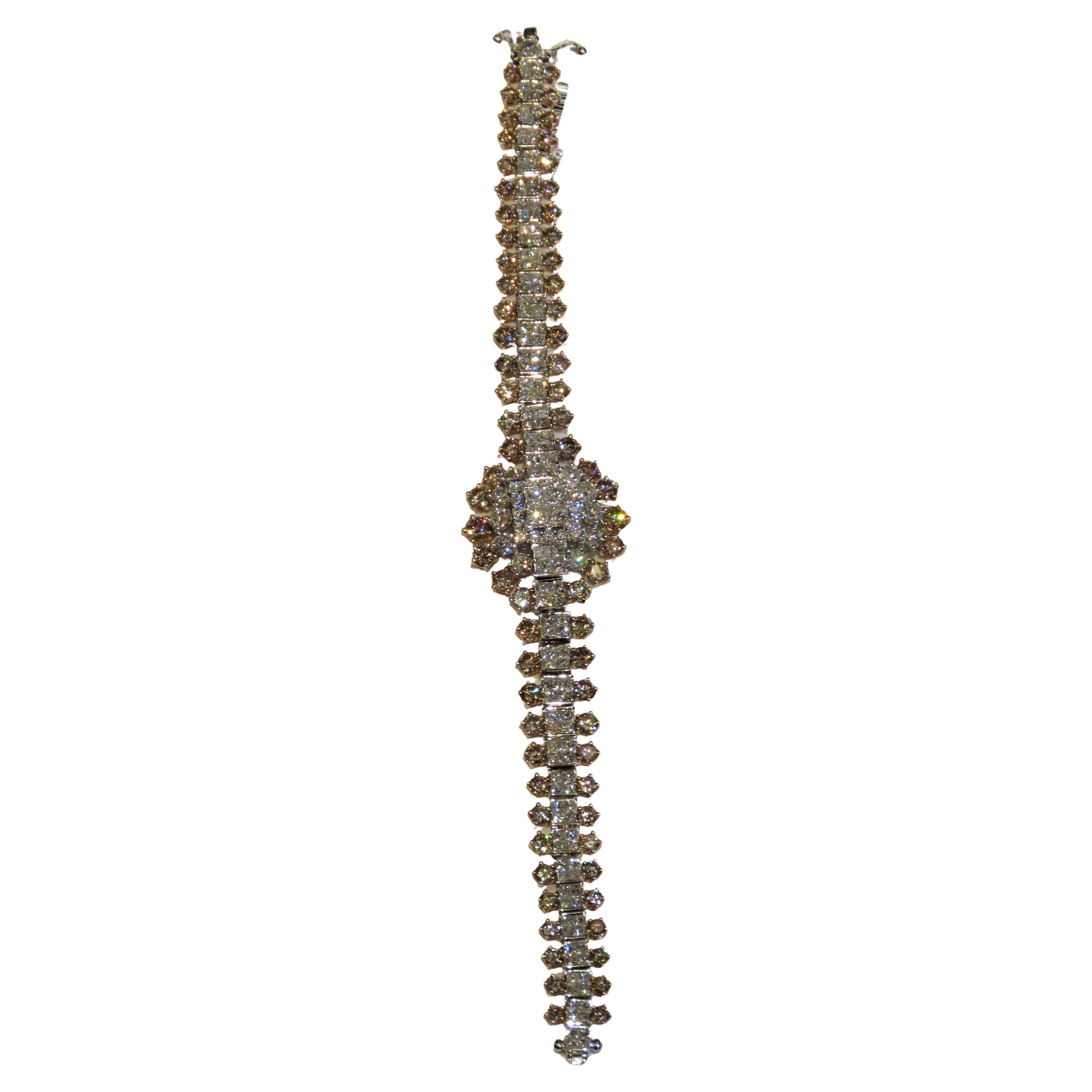 NWT $80, 900 Importante 18KT Magnífico 18.50CT Fancy Cognac Pulsera de Diamantes en venta