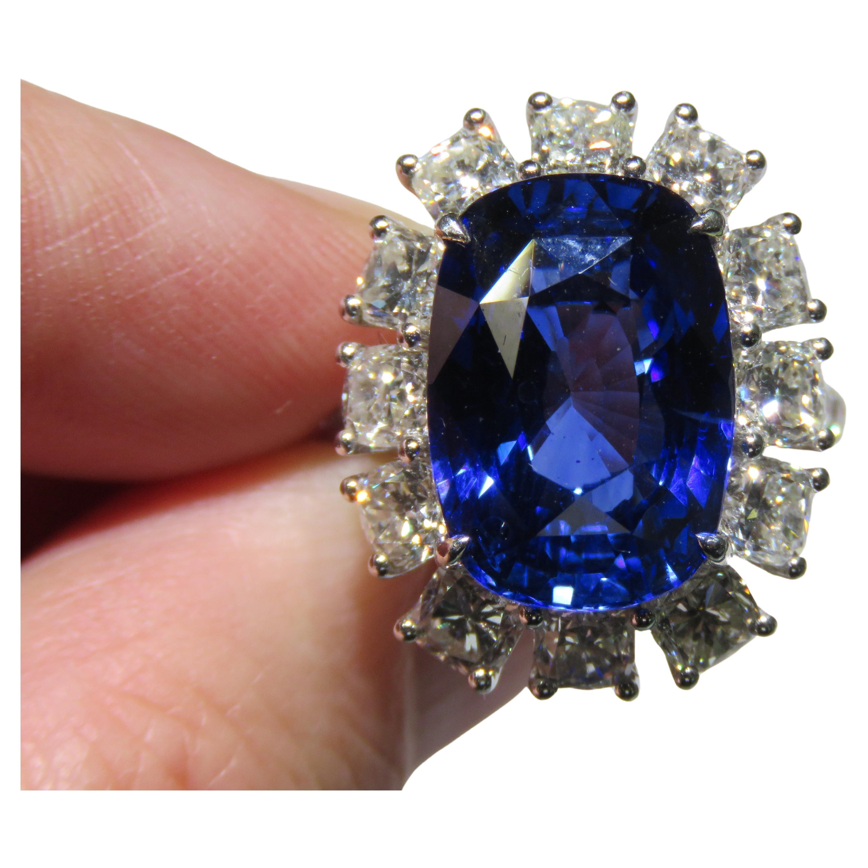 NWT $843, 300 18KT Gold Rare Large 20CT Ceylon Blue Sapphire Diamond Ring For Sale