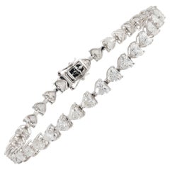 NWT $85, 000 Bracciale tennis in oro 18KT con diamanti a forma di cuore scintillante