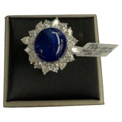 NEU $85, 000 Wunderschöner Fancy 18KT Gold 16CT burmesischer blauer Saphir Diamantring mit burmesischem Saphir