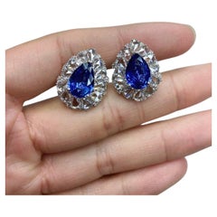 NWT $85, 000 Important Pair 18KT Gold Large 12CT Ceylon Sapphire Diamond Earrings