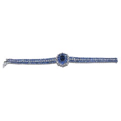 NWT $87, 000 Rare Fancy 18KT Gold 30CT Gorgeous Ceylon Sapphire Diamond Bracelet