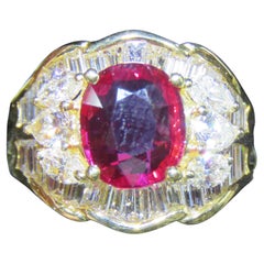 NWT $88, 500 Fancy Large 18KT Gold Glittering Ruby Diamond Cocktail Ring