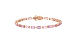 NWT 8, 800 18KT Fancy Large Glittering Fancy Pink Sapphire Tennis Bracelet