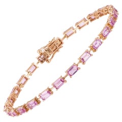 NWT 8,800 18KT Fancy Large Glittering Fancy Pink Sapphire Tennis Bracelet