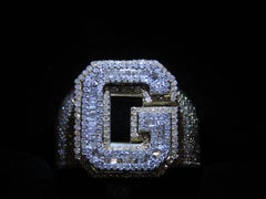 NWT $8880 Rare Important Fancy Yellow Gold and White Gold Letter G Diamond Ring