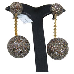 NWT $89, 000 Boucles d'oreilles en or 18KT Magnifique 45CT Fancy Brown Cognac Diamants