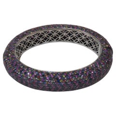NWT $9, 000 Fancy Glittering 40CT Multi Color Sapphire Bracelet Bangle Cuff
