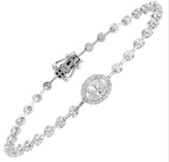 NWT $9, 000 Rara pulsera de tenis de oro de 18 quilates con diamantes ovalados de fantasía de gran tamaño