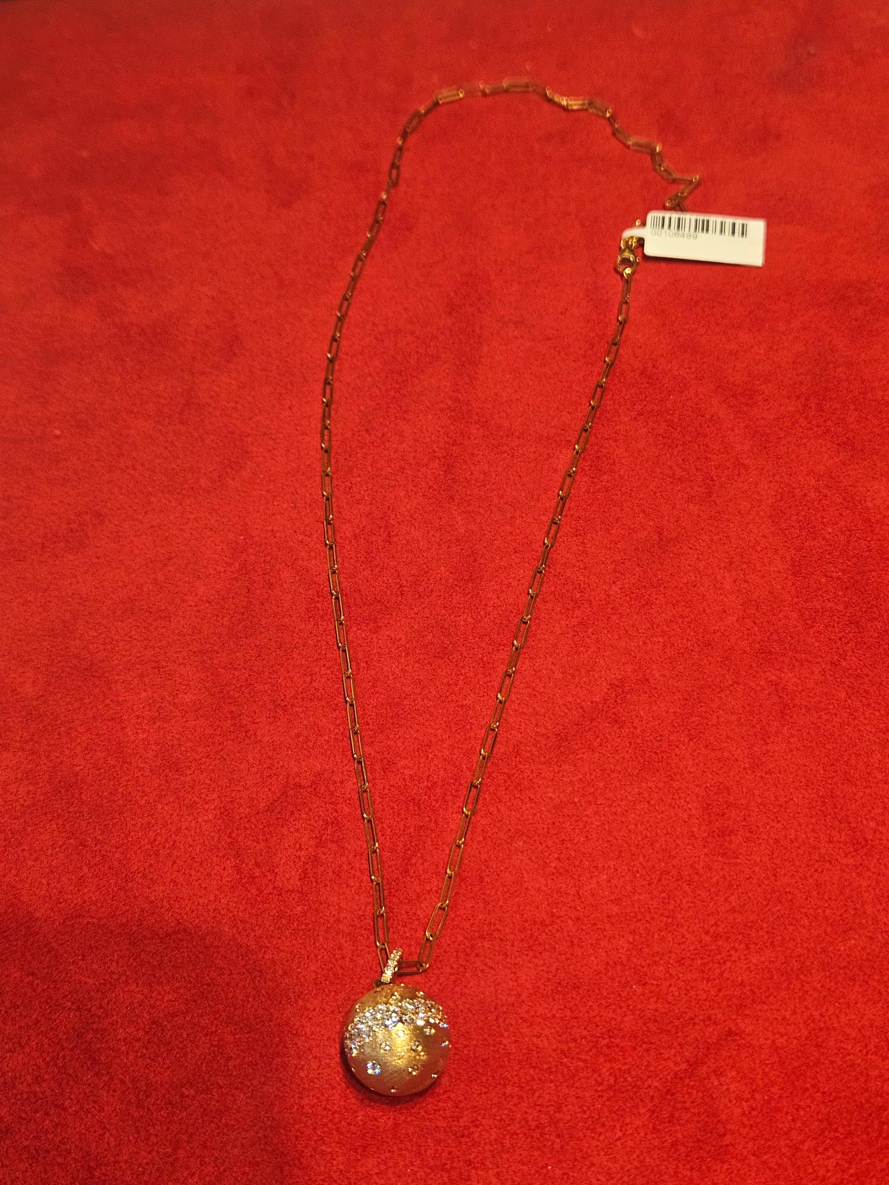 NWT $9, 100 Rare 14KT Gold Glittering Fancy Diamond Globe Ball Anhänger Halskette (Gemischter Schliff) im Angebot