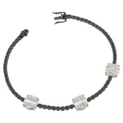 NWT $9, 500 18KT Gold Fancy Large White Diamond Black Diamond Bracelet