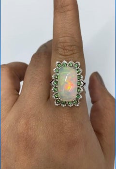 NWT $9, 600 Rare Fancy 18KT Gold Large 10ct Opal Peridot Diamond Ring