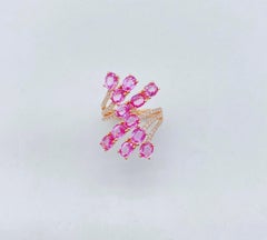NWT $9, 929 18KT Or Fancy Large Glittering Fancy Pink Sapphire Diamond Ring (bague en or 18KT)