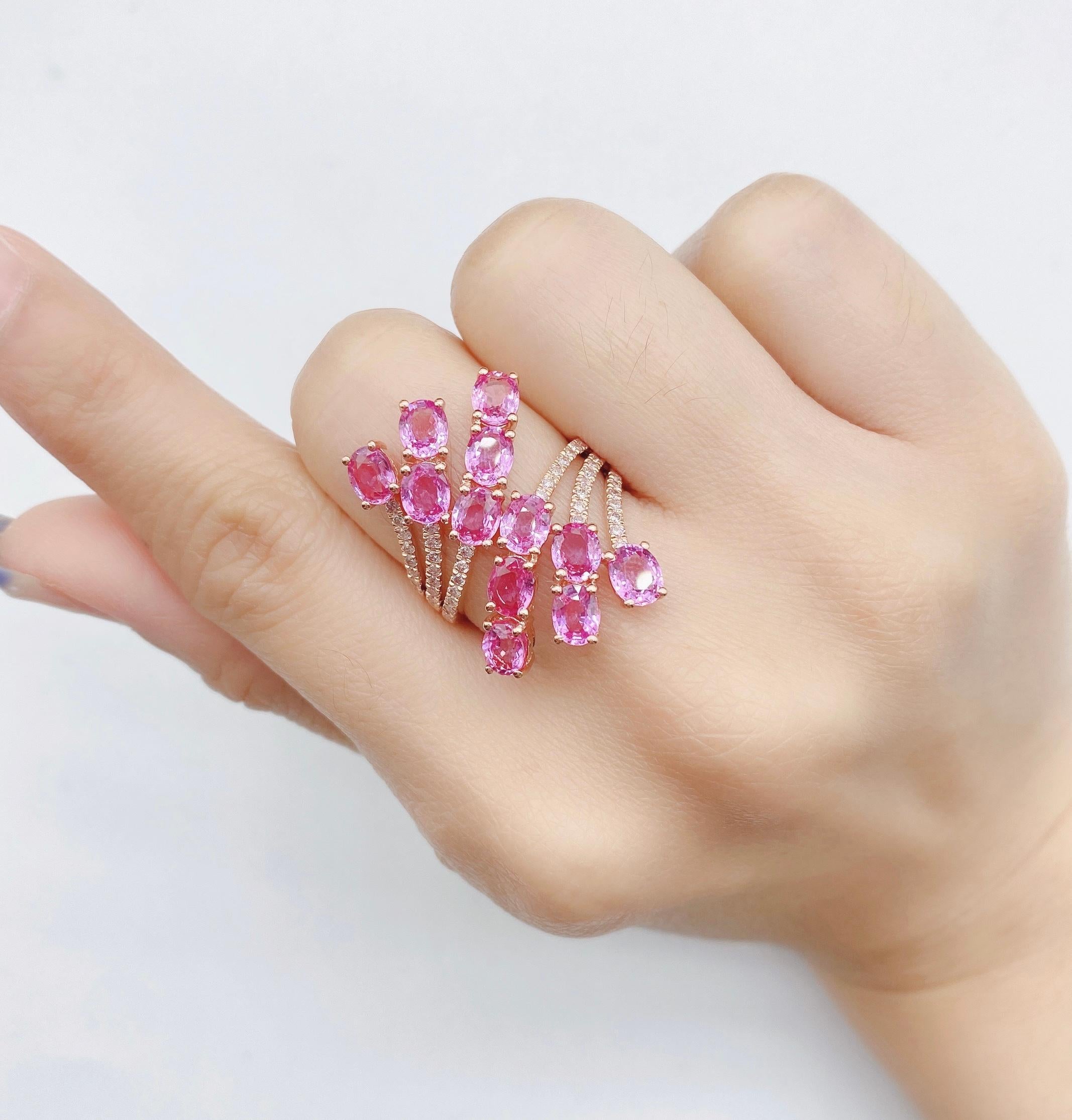 NWT $9, 929 Anello in oro 18KT con diamante e zaffiro Pink Diamond di grandi dimensioni e scintillante In condizioni Nuovo in vendita a New York, NY
