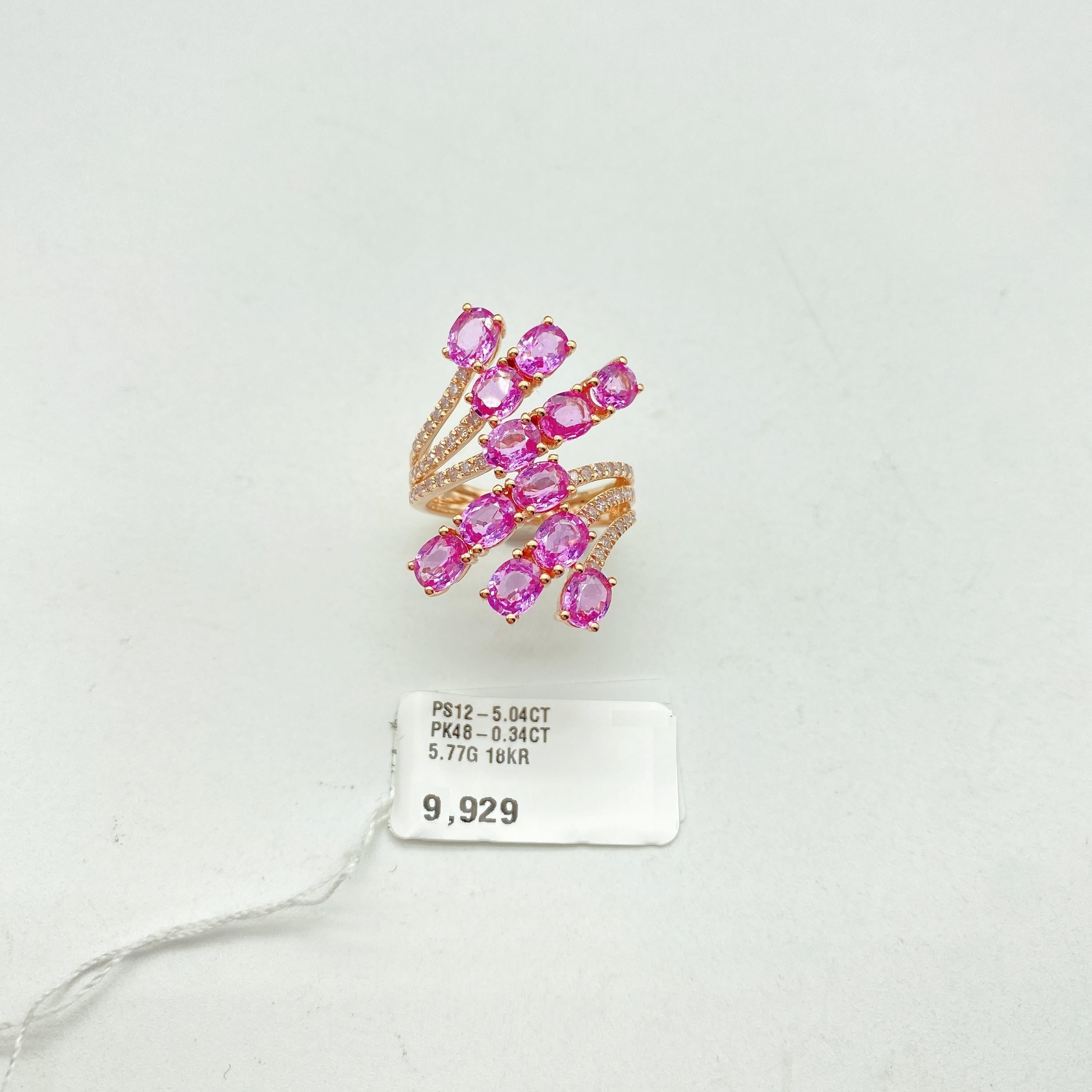 Donna NWT $9, 929 Anello in oro 18KT con diamante e zaffiro Pink Diamond di grandi dimensioni e scintillante in vendita