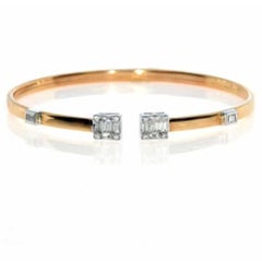 NWT $9, 936 18KT Gold Fancy Trillion Baguette Diamond Cuff Love Bangle Bracelet