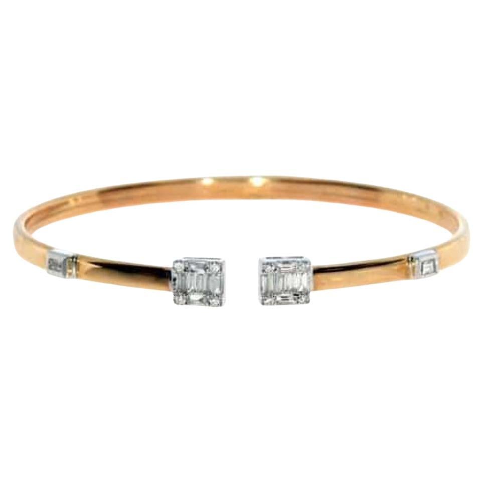NWT $9, 936 18KT Gold Fancy Trillion Baguette Diamond Cuff Love Bangle Bracelet