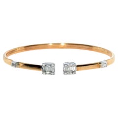 NWT $9, 936 Bracciale d'amore in oro 18KT con diamanti a forma di trilione e baguette