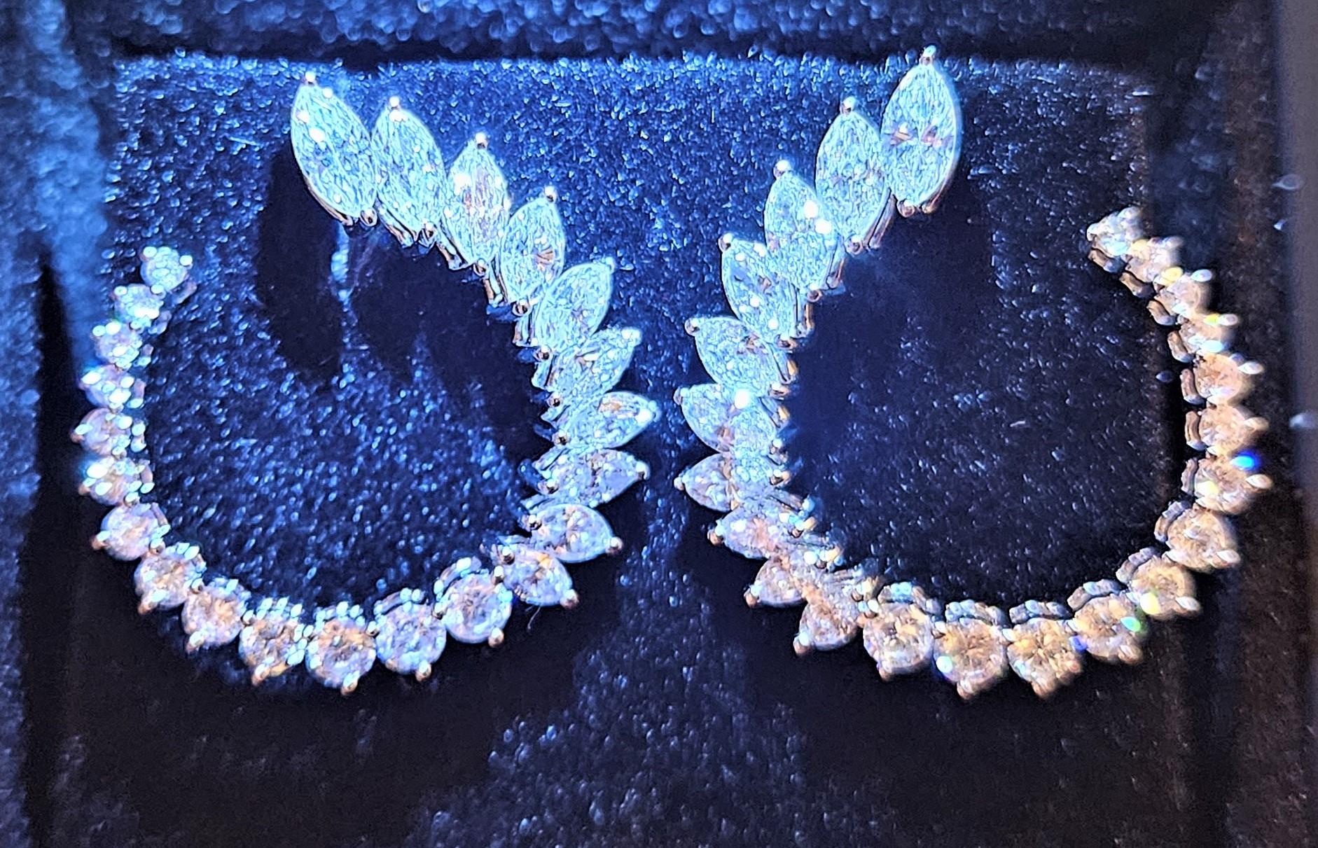 The Following Item we are offering are these Extremely Rare Beautiful 18KT Gold Fine Large Fancy Diamond Dangle Earrings comprised of approx 2.50CTS Carats of Fine Fancy Shaped Gorgeous Glittering Diamonds!! These Extremely Rare Magnificent Earrings