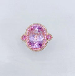 NWT $9, 979 Rare 18KT Fancy Large Gorgeous Kunzite Pink Sapphire Diamond Ring