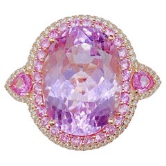 NWT $9, 979 Raro 18KT Fancy Large Gorgeous Kunzite Pink Sapphire Diamond Ring