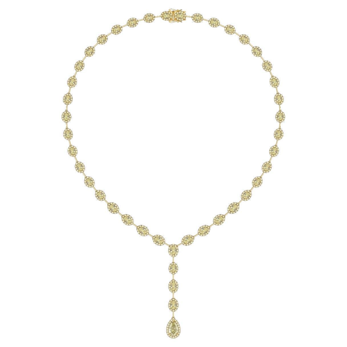 NWT $90, 000 Rare 18KT Gold Glittering Yellow Diamond Drop Necklace