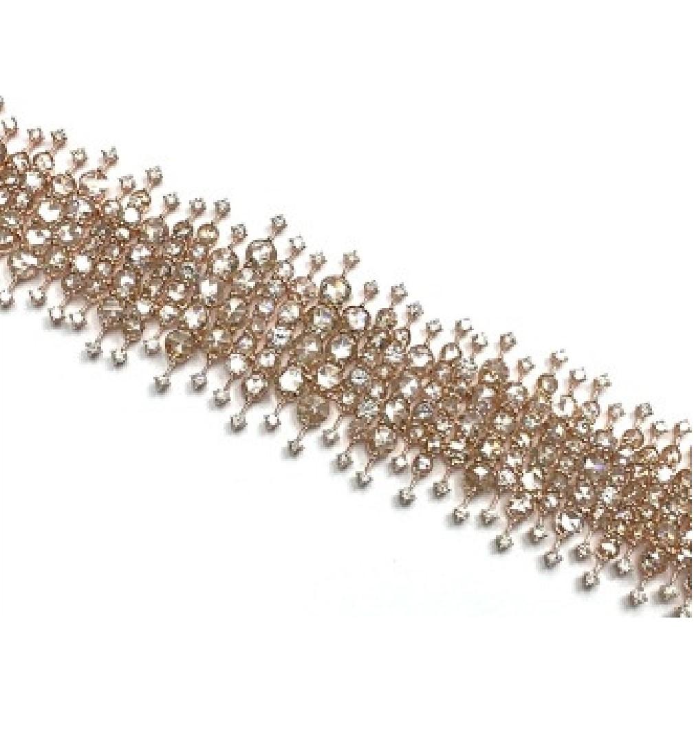 The Following Item we are Offering is this Magnificent 18KT Gold Large Extremely Rare Fancy Large Rose Cut and Round Cut Diamond Bracelet. This Gorgeous Bracelet features Large Gorgeous Fancy Round and Rose Cut Diamond set in 18KT Rose Gold!!! 