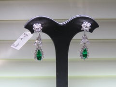 NWT $91, 200 Rare Gorgeous 18KT Gold Emerald Diamond Earrings