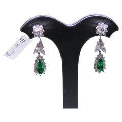 NWT $91, 200 Rare Gorgeous 18KT Gold Emerald Diamond Earrings