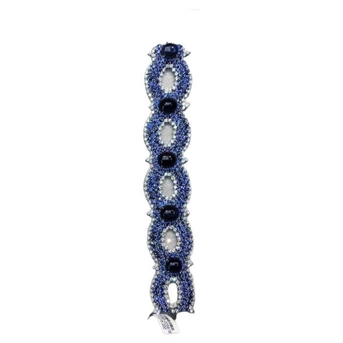 NWT $91, 500 18KT Gold Magnificent Large Blue Sapphire Cabochon Sapphire Bracelet For Sale