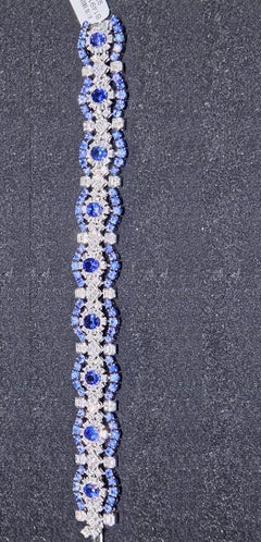 NWT $92, 100 Rare 18KT Gold Fancy 20CT Ceylon Blue Sapphire Diamond Bracelet