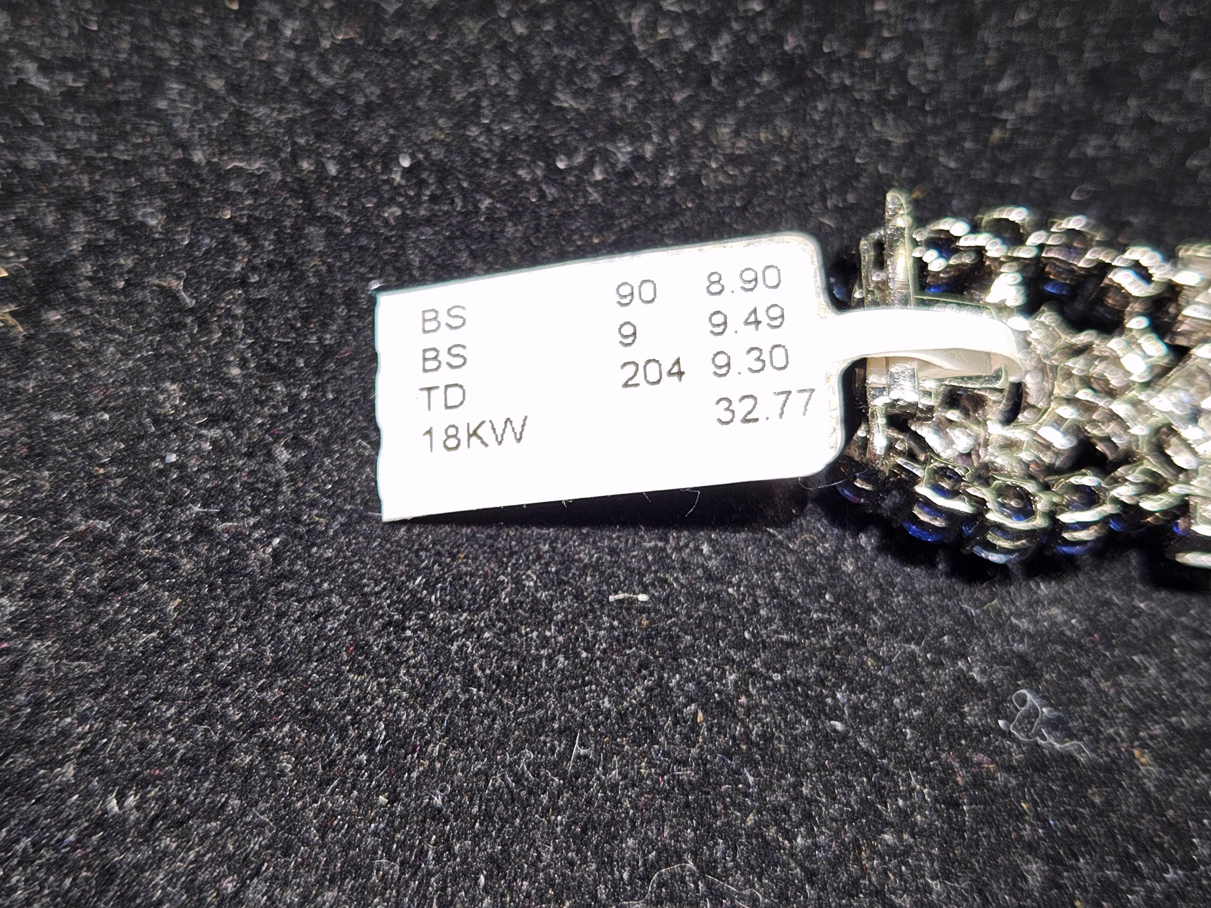 Donna NWT $92, 100 Raro bracciale in oro 18KT con zaffiro blu di Ceylon da 20 carati, diamante in vendita