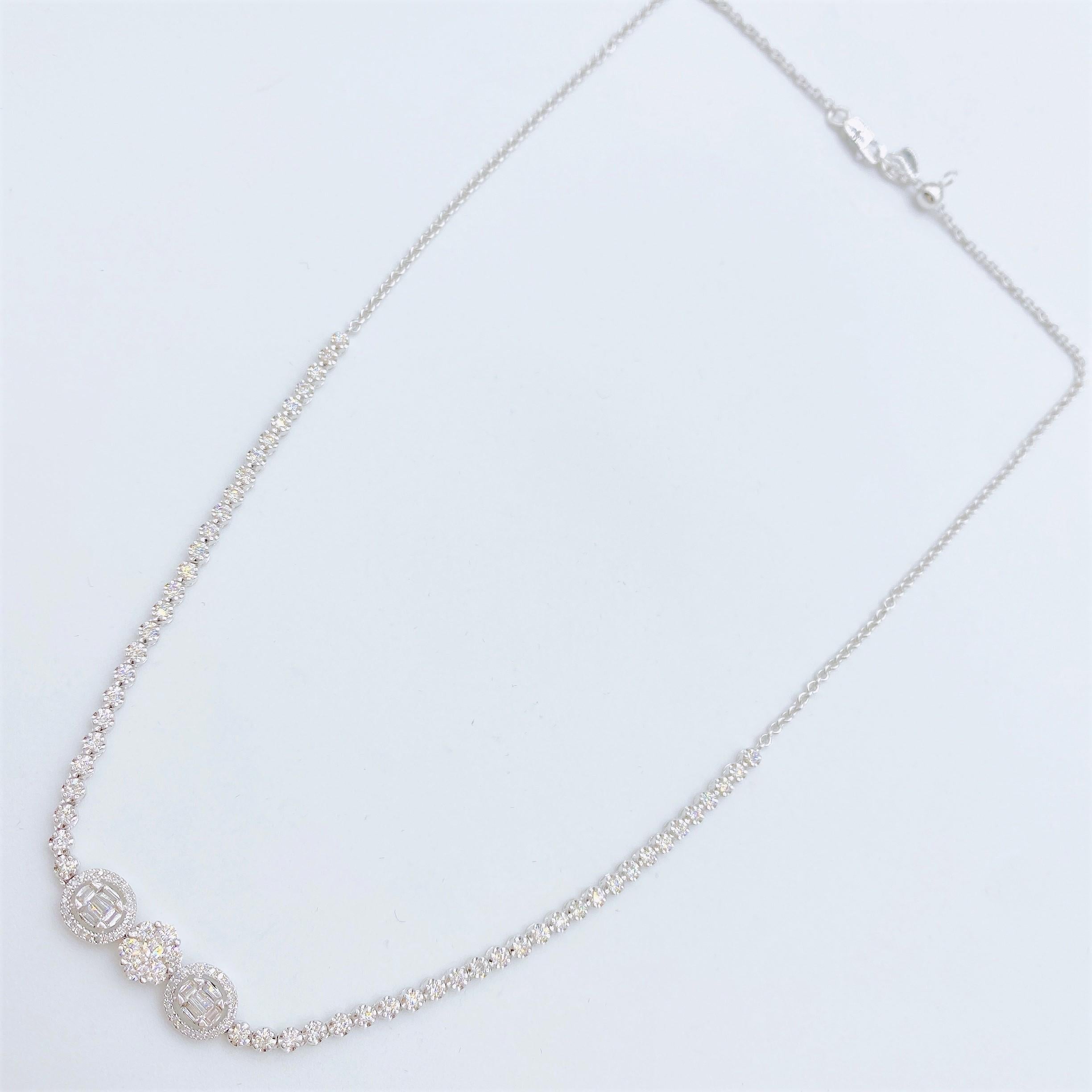The Following Item we are offering is this Beautiful Rare Important 18KT White Gold Large Glittering Diamond Choker Necklace. Necklace is comprised of approx 1.50CTS Magnificent Rare Gorgeous Fancy Glittering Diamonds!!! The Diamonds are of
