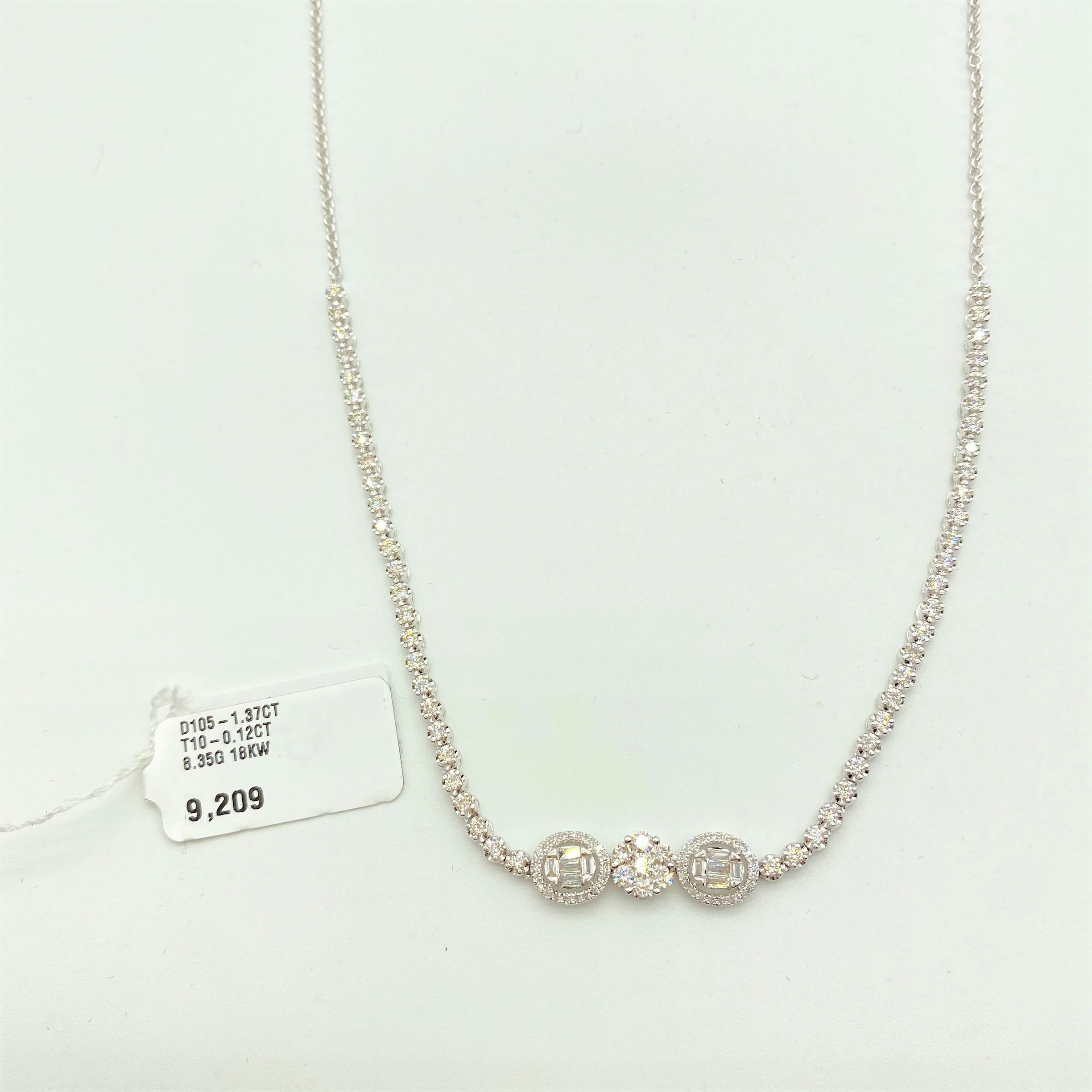 Taglio misto NWT $9, 209 Collana girocollo in oro 18kt Rare Magnificent Glittering Diamond in vendita