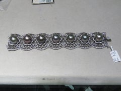 NWT $93, 100 Splendido bracciale in oro 18KT con perle nere di Tahiti e diamanti di fantasia