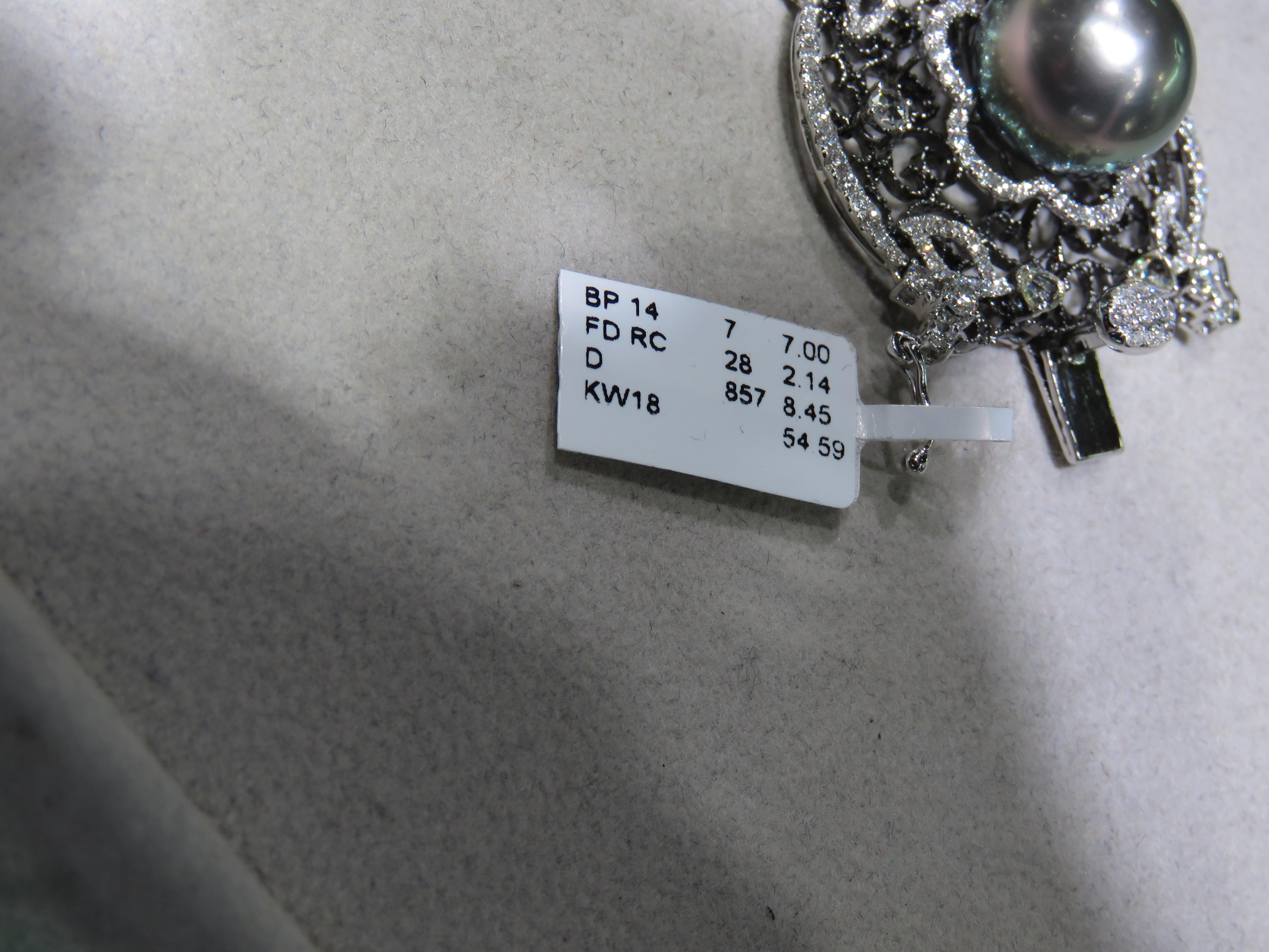 Donna NWT $93, 100 Splendido bracciale in oro 18KT con perle nere di Tahiti e diamanti di fantasia in vendita