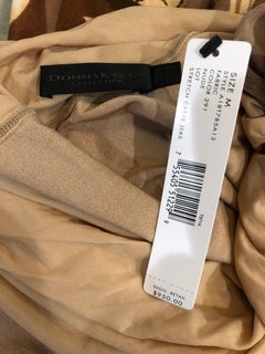 NWT $950 Donna Karan Collection 1990s Camel Nude 3/4 Sleeve One Piece Bodysuit M