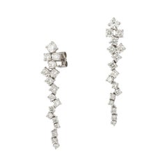 NWT $9, 500 Magnificent 18KT Gold Large Fancy Cascading Diamond Drop Earrings