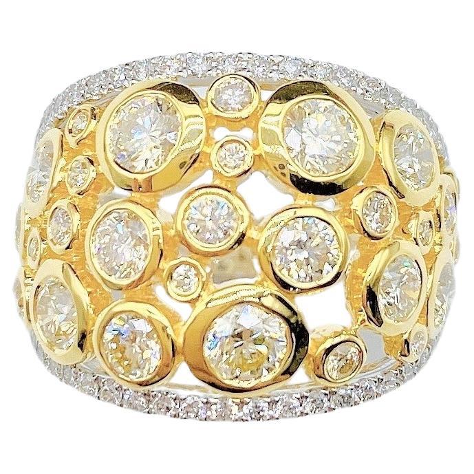 NWT 9, 529 Rare 18KT Yellow White Gold Gorgeous Glittering Diamond Ring For Sale