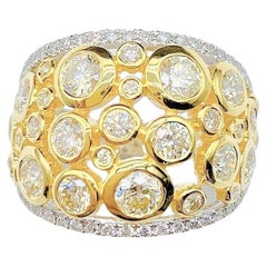 NWT 9, 529 Rare 18KT Yellow White Gold Gorgeous Glittering Diamond Ring