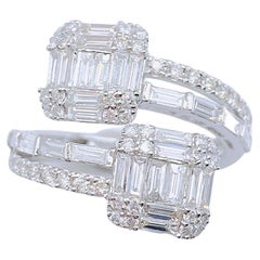 NWT $9,539 18KT Gold Wunderschöner Fancy Crossover Baguette Trillion Diamant-Ring