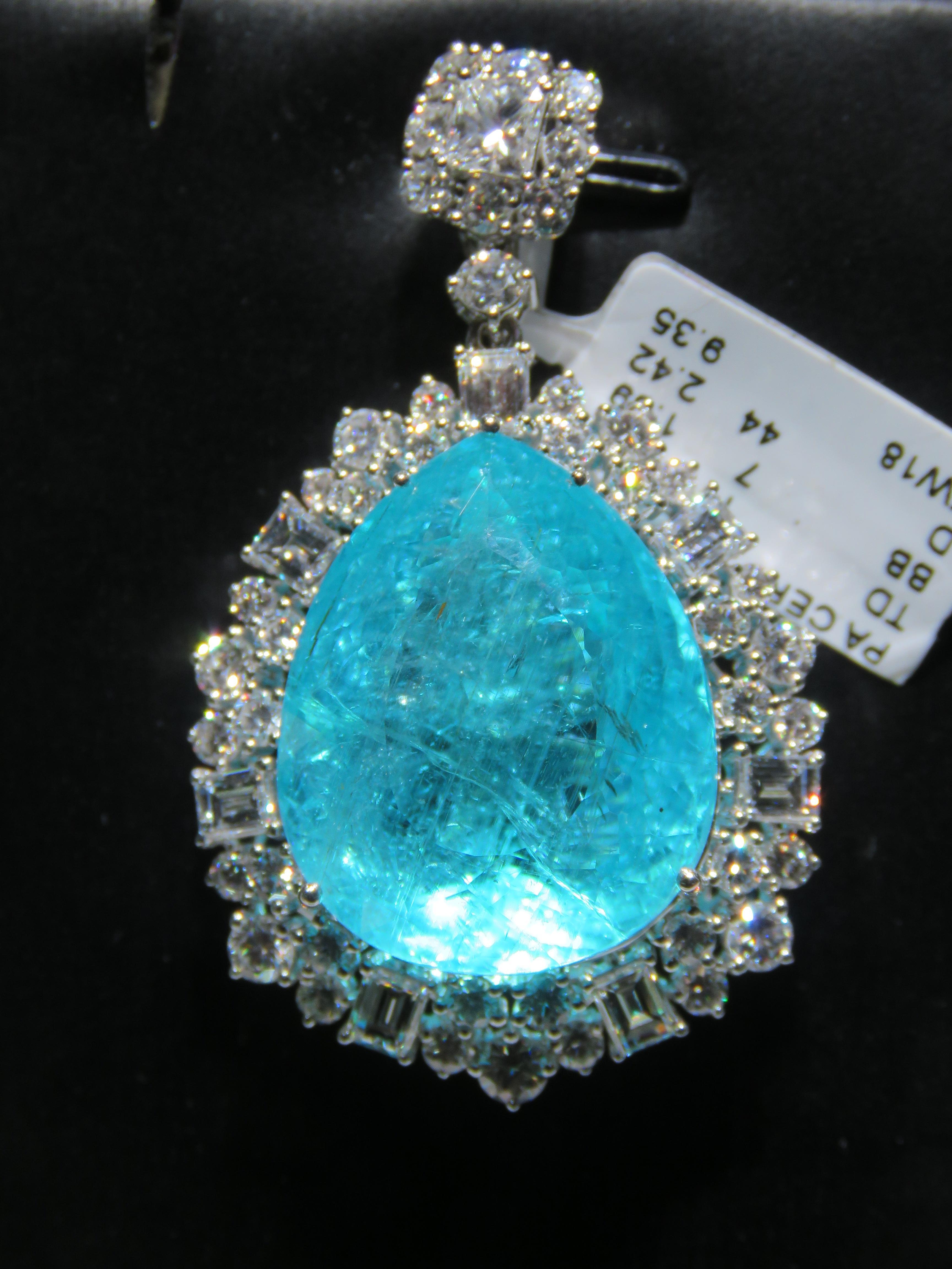 Taglio misto NWT 984, 000 18KT Magnifica e rara collana di diamanti con tormalina Paraiba di fantasia in vendita