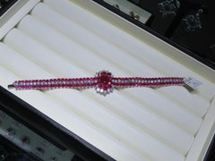NWT $99, 000 Rare Fancy 18KT Gold 35CT Gorgeous Fancy Ruby Diamond Bracelet