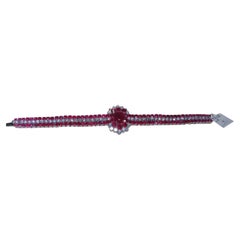 NWT $99, 000 Rare Fancy 18KT Gold 35CT Gorgeous Fancy Ruby Diamond Bracelet