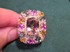 NWT $9, 979 18KT Fancy Large Glittering 12CT Fancy Morganite Sapphire Ring