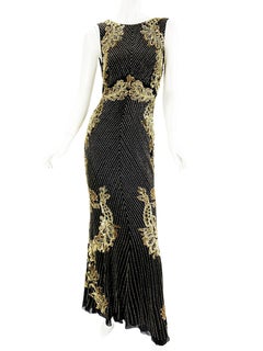 NWT $9.990 Roberto Cavalli Black Silk Fully Embellished Dress Gown It 42 - US 6