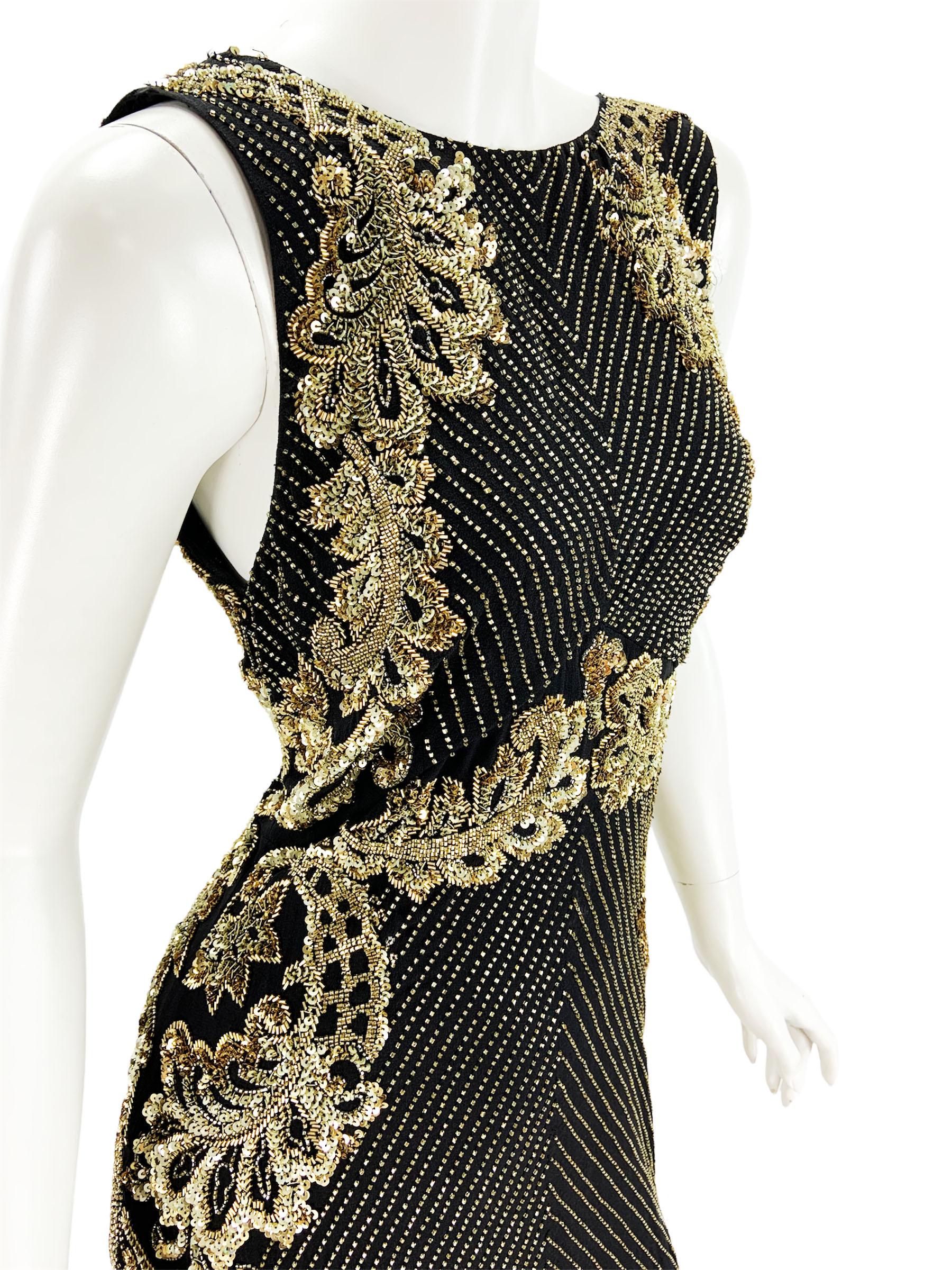 NWT $9.990 Roberto Cavalli Black Silk Fully Embellished Dress Gown  It 42 - US 6 For Sale 2