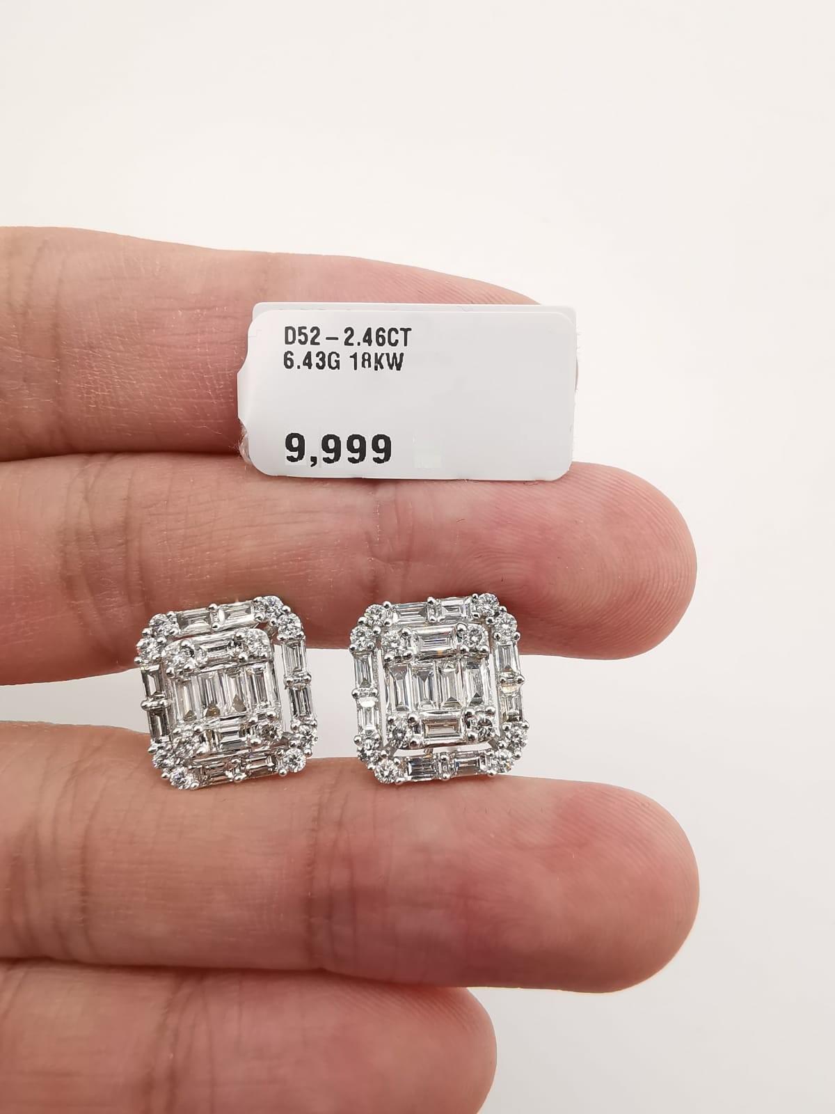 NWT $9,999 18KT große glitzernde 2,50 Karat Diamant Trillion Baguette Ohrstecker im Zustand „Neu“ im Angebot in New York, NY
