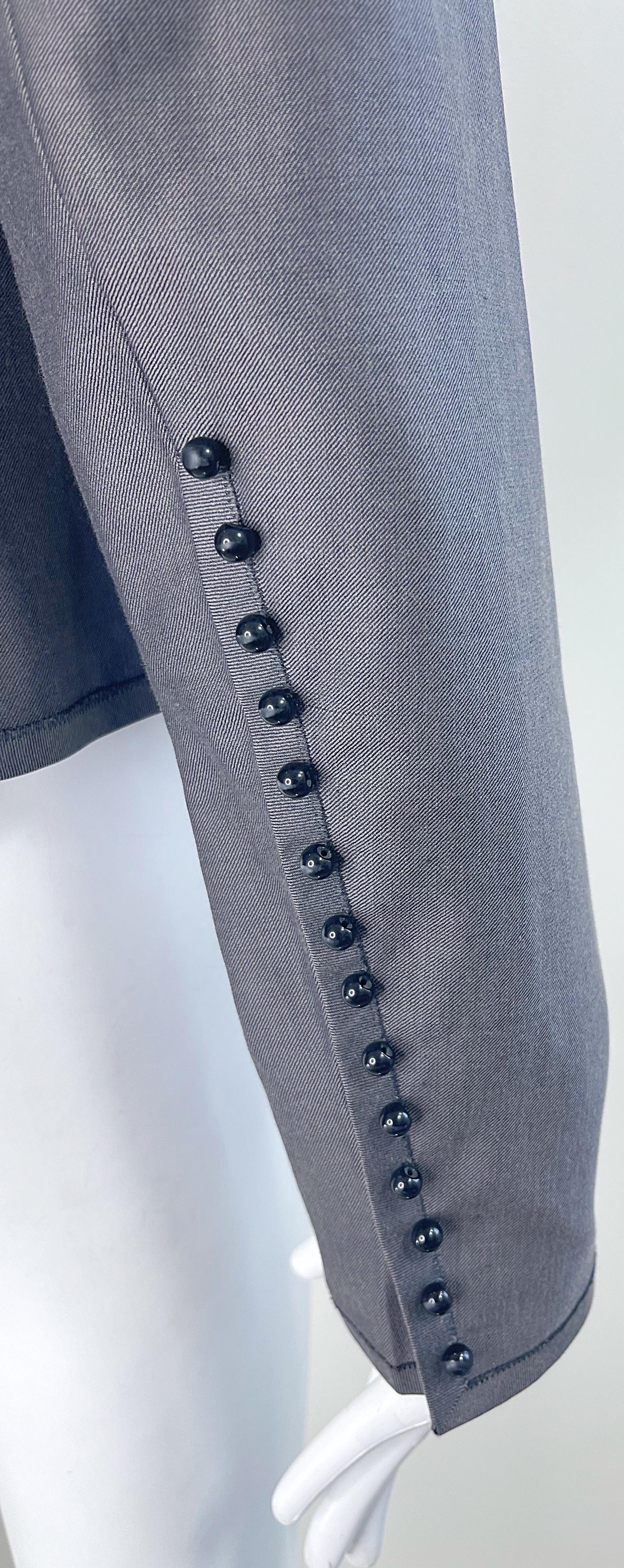 NWT Akris $3k Size 8 Grey Black Beaded Silk Cotton 2000s Blazer Jacket Saks 5th For Sale 2