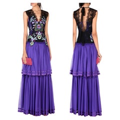 NWT Alberta Ferretti Collezione SS 2017 Abito in seta ricamato con perline e pizzo 44  42